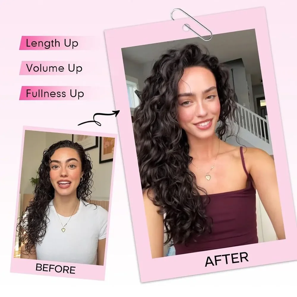 Curly Clip In Hair Extensions 4PCS 20 Inch Dark Brown Lace Weft Invisible Natura